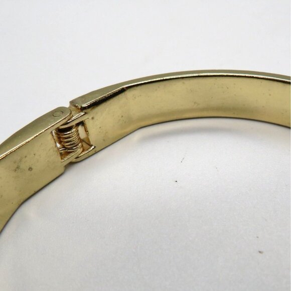 C Initial Logo Bracelet Navy Blue Enamel Gold Tone Hinged Bangle Unsigned - Picture 4 of 11